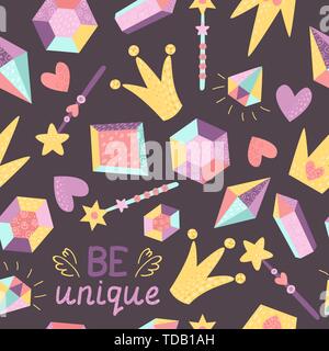 Seamless pattern with crystals. Vector illustration for your design Stock Vector