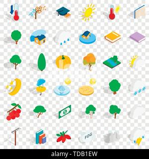 Nature icons set, isometric style Stock Vector