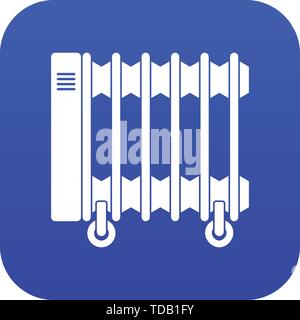 Oil electric heater on wheels icon digital blue Stock Vector
