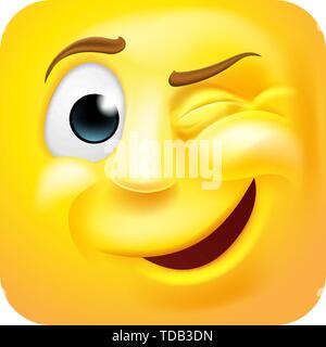 Winking Emoji Emoticon 3D Icon Cartoon Character Stock Vector