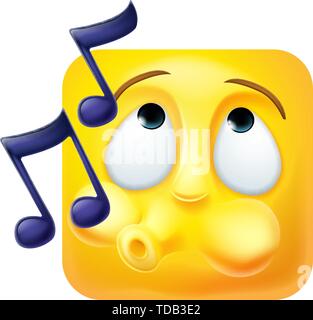 Whistling Emoji Emoticon Icon 3D Cartoon Character Stock Vector
