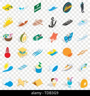Coast icons set, isometric style Stock Vector