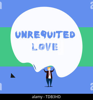 Text sign showing Unrequited Love. Business photo showcasing not openly reciprocated or understood as such by beloved Front view standing man dressed  Stock Photo