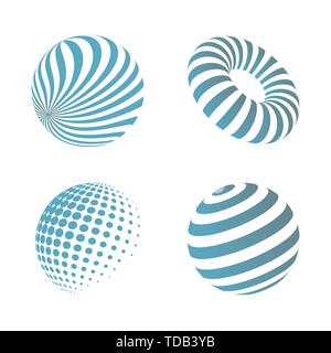 Striped 3d shapes logo set gradient colors Stock Vector