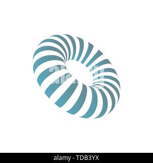 Striped 3d shapes torus isolated on white chess Stock Vector