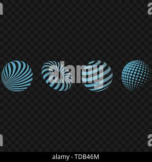 Striped 3d shapes logo set gradient colors Stock Vector