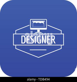 Designer icon blue vector Stock Vector