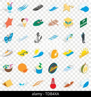 Sailing icons set, isometric style Stock Vector
