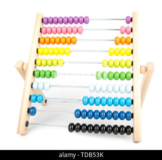 Abacus counting frame isolated on white Stock Photo