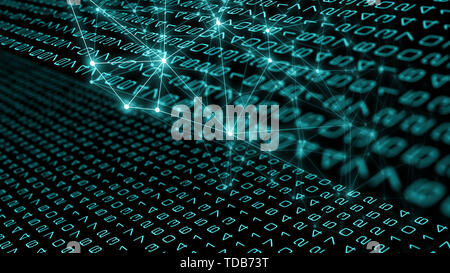 Video game computer code, tech lines dots graphic Stock Photo
