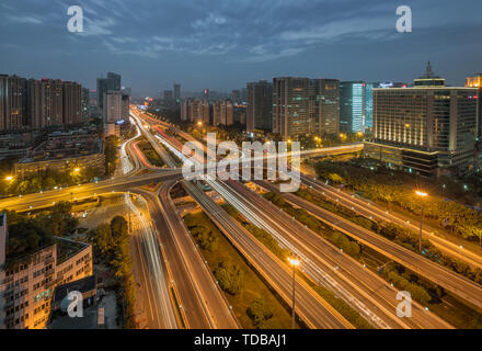 The tracks of the overpass in the city. Stock Photo