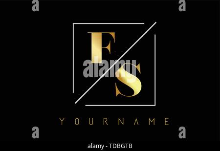 ES Letter Logo with Cutted and Intersected Design and Round Frame ...