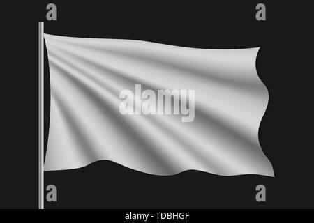Waving blank flag on flagpole. Template for poster design Stock Vector