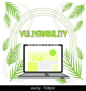Handwriting text Vulnerability. Conceptual photo State of being exposed to the possibility of being attacked Open Modern Laptop Switched On with Websi Stock Photo