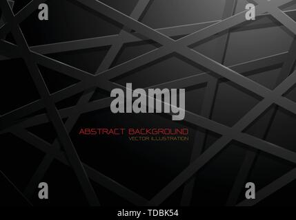 Abstract black mesh line cross pattern overlap design modern futuristic background vector illustration. Stock Vector