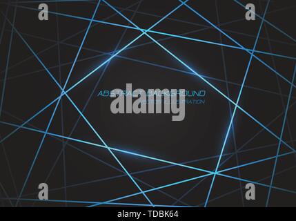 Abstract blue line light laser cross overlap on dark grey design modern technology futuristic background vector illustration. Stock Vector