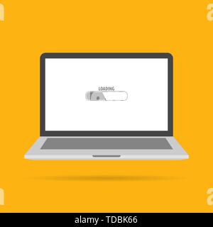Loading bar in laptop icon with shadow Stock Vector