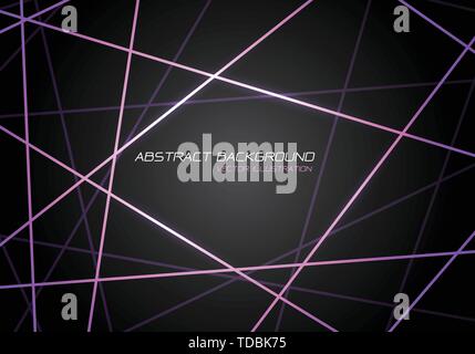 Abstract violet line light laser cross overlap on dark grey design modern technology futuristic background vector illustration. Stock Vector
