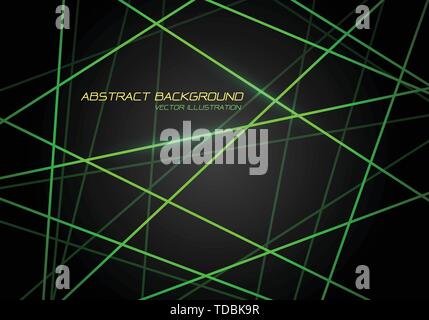 Abstract green line light laser cross overlap on dark grey design modern technology futuristic background vector illustration. Stock Vector