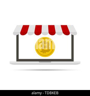Bitcoin pay concept in different devices. Vector Stock Vector