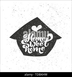Home sweet home. Typographic vector design for greeting card, invitation card, background, lettering composition. Handwritten modern brush lettering. Stock Vector
