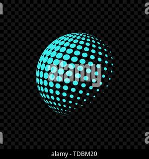 Halftone abstract globe logo blue color. Vector Stock Vector