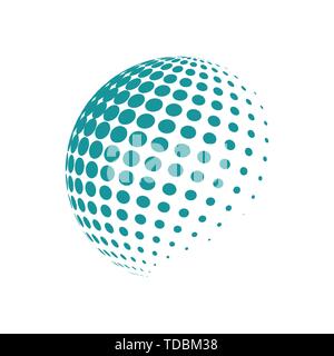 Halftone abstract globe logo blue color. Vector Stock Vector