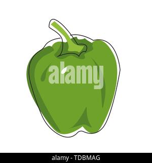 Vector flat illustration of green pepper on a white background Stock Vector
