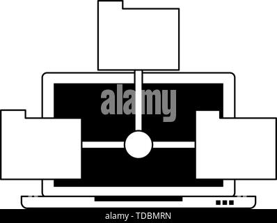 Office and business technology symbols in black and white Stock Vector