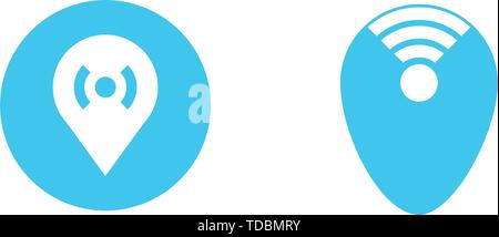 Location and connection icon in flat style. Vector illustration on white background. Stock Vector