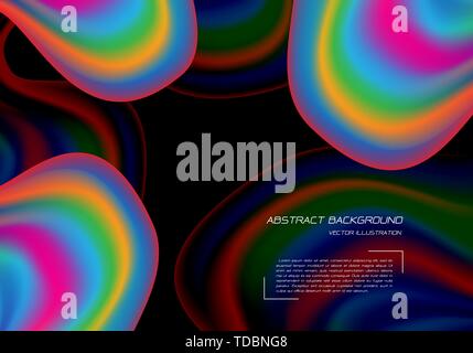 Abstract rainbow curve overlap on black design modern background vector illustration. Stock Vector