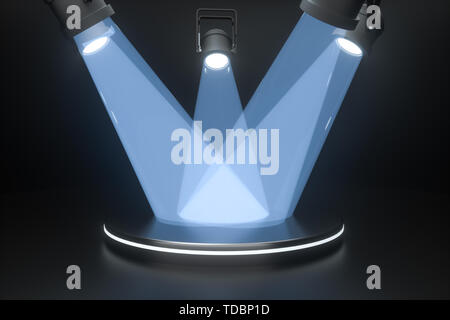Three-dimensional rendering, stage with lighting, display platform ...