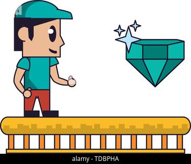 Videogame characters and elements cartoons Stock Vector