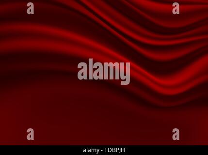 Red fabric curtain wave with black space design modern luxury background texture vector illustration. Stock Vector