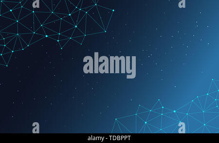 Interconnected dot wire material with a sense of technology. Big data concept background. Stock Photo