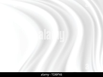 White fabric satin wave background texture vector illustration. Stock Vector