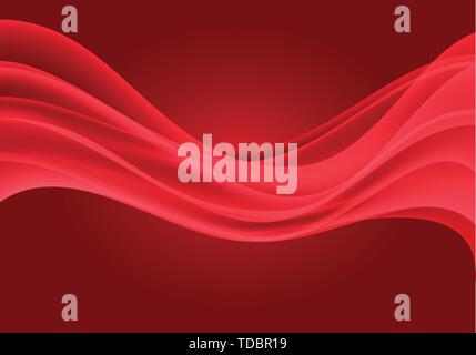 Abstract red wave curve light luxury background vector illustration. Stock Vector