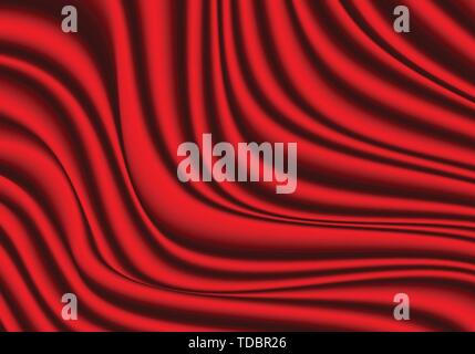 Red fabric silk satin wave soft luxury background texture vector illustration. Stock Vector