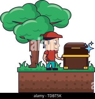 Videogame characters and elements cartoons Stock Vector