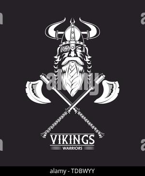 Vikings warriors printed tshirt template Stock Vector