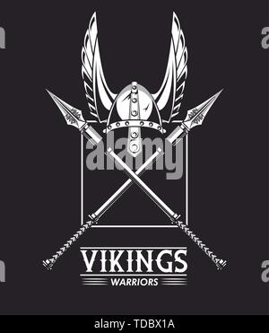 Vikings warriors printed tshirt template Stock Vector