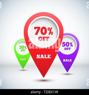 Set of 3D Colorful Map Markers. Vector illustration for your design. Stock Vector