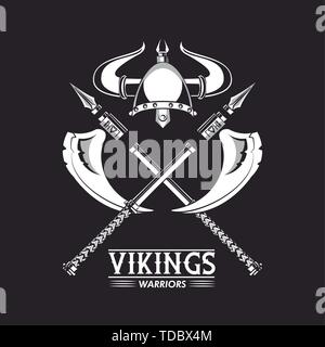 Vikings warriors printed tshirt template Stock Vector
