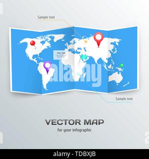 Vector world map with infographic elements. Stock Vector