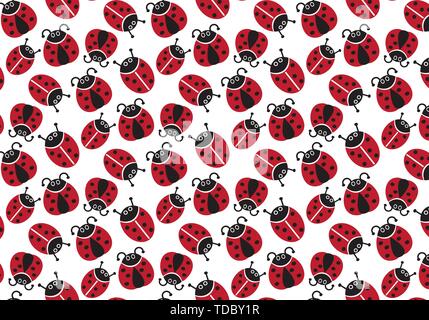 Ladybug vector pattern illustration for kids Stock Vector