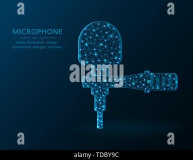 Microphone low poly design, mic holder, sound recording polygonal vector illustration Stock Vector