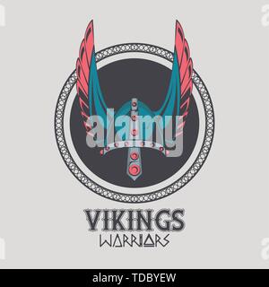 Vikings warriors printed tshirt template Stock Vector