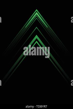 Abstract green light arrow speed direction on black design modern futuristic background vector illustration. Stock Vector