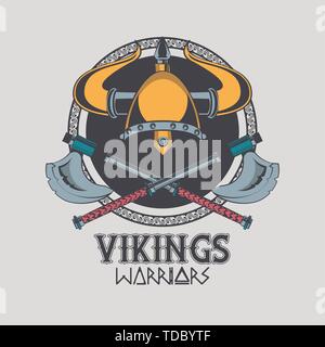 Vikings warriors printed tshirt template Stock Vector
