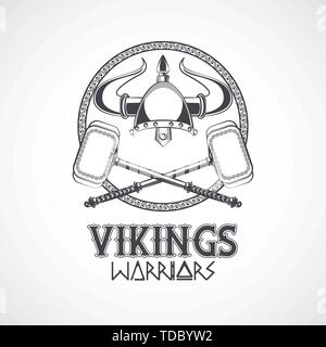 Vikings warriors printed tshirt template Stock Vector